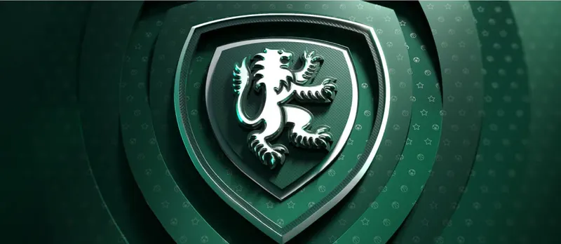 Kinbet welcome package artwork: the silver lion shield on a green background